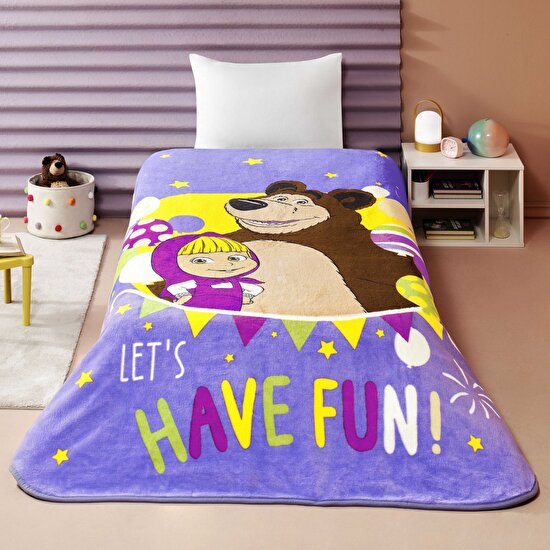 Lisanslı Masha and The Bear Fun Tek Kişilik Battaniye