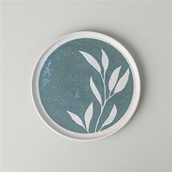 Linens Daphne Seramik 22 cm Pasta Tabağı Yeşil