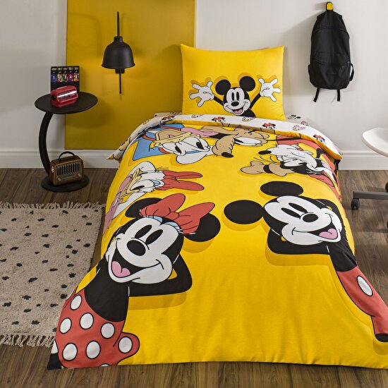 Taç Lisanslı Disney Mickey & Friends Tek Kişilik Pamuk Nevresim Takımı