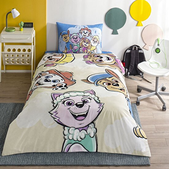 Taç Lisanslı Paw Patrol Cloud Tek Kişilik Pamuk Nevresim Takımı
