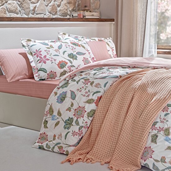 Taç Butik Soleıl Pamuk Çift Kişilik Nevresim Somon