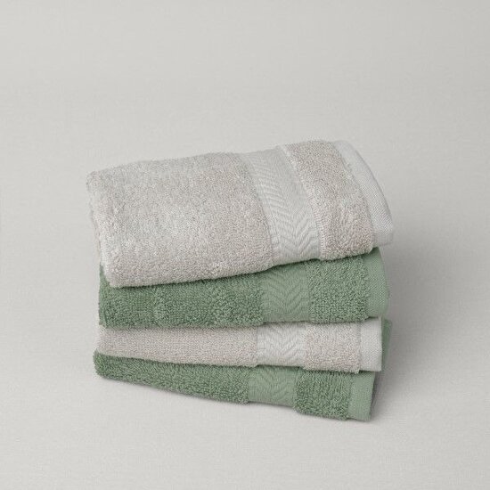 Linens Vita 4'lü Pamuk El havlusu Seti 33x33 Cm Haki/Gri