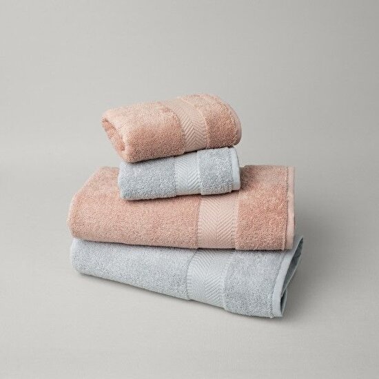Linens Vita 4'lü Pamuk Yüz/Banyo havlusu Seti Rose/Vizon
