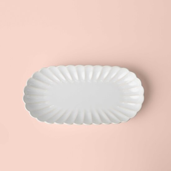Linens Coral Kayık Tabak 23x11 cm Ekru