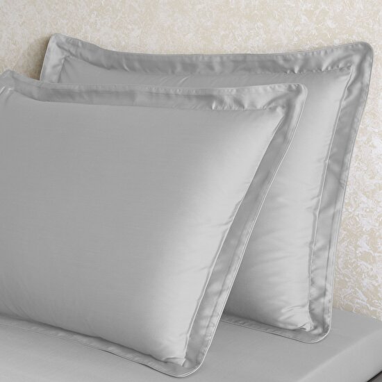 Linens X TENCEL™ Lyocell 2'li Volanlı Yastık Kılıfı Seti Gri