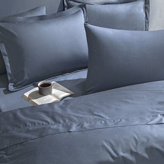 Linens Mix&Match Pamuk Saten 2'li Volanlı Yastık Kılıfı Seti İndigo