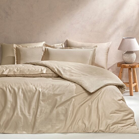 Linens Mix&Match Pamuk Çift Kişilik Saten Nevresim Kılıfı Camel
