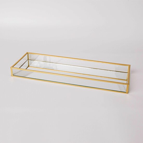 Linens Laveta 40x14x3,5 cm Dekoratif Tepsi Gold