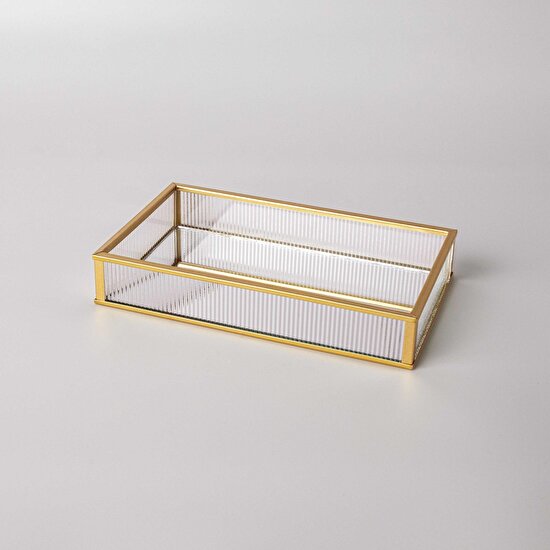 Linens Laveta 20x12x3,5 cm Dekoratif Tepsi Gold