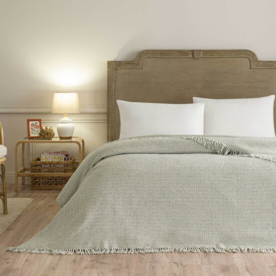 Linens Amorie Çift Kişilik Yeşil Battaniye