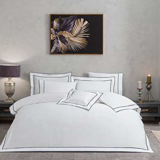 Valeron Duo Saten Çift Kişilik Nevresim Takımı Lacivert