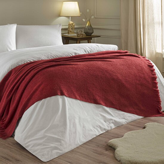 Linens Lunea Throw / Tv Battaniyesi Bordo Tek Kişilik