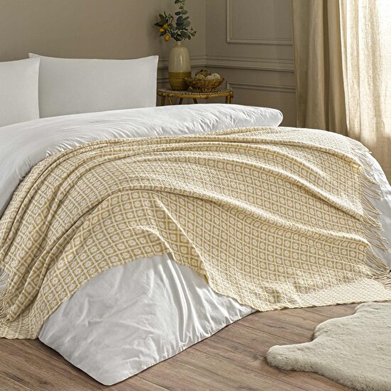 Linens Caline Throw / Tv Battaniyesi Bej Tek Kişilik