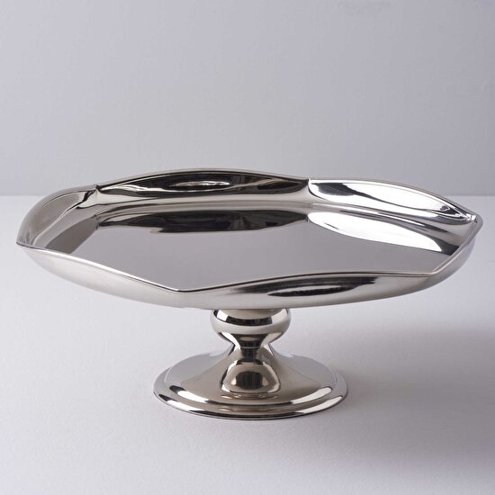 Linens Wawe 32x32x12 cm Ayaklı Servis Gümüş