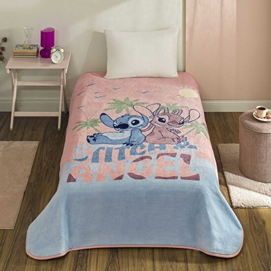 Lisanslı Disney Lilo&Stitch Aloha Tek Kişilik Battaniye