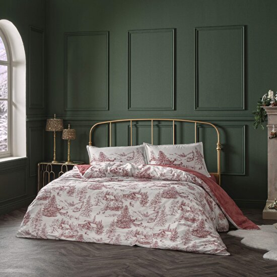 Linens Allday Chalet Pamuk Saten Tek Kişilik Nevresim Takımı Bordo