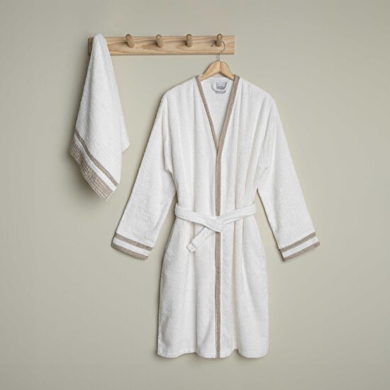 Linens Vesso Bambu S/M Bornoz Seti Ekru