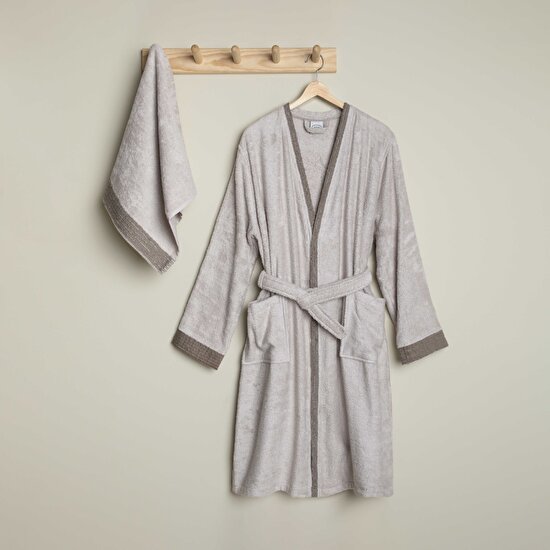 Linens Tesso Bambu M/L Bornoz Seti Stone