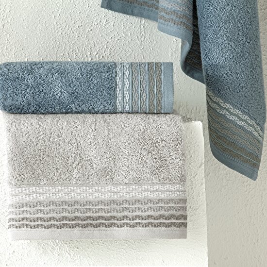 Taç Art Pure Cotton Pamuk Hamam Seti Gri Mavi