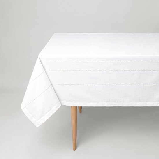 Linens Patrick 150x300 cm Masa Örtüsü Kırık Beyaz